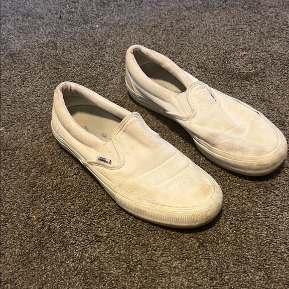 Vans Other - Vans Men's Cream Slip-On Sneakers